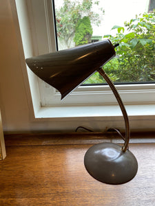 Small Vintage Gooseneck Desk Lamp with Faux Wood Finish