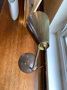 Small Vintage Gooseneck Desk Lamp with Faux Wood Finish