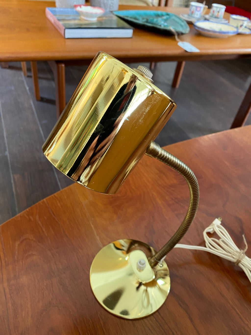 Small Vintage Brass Gooseneck Desk Lamp- Cook Street Vintage