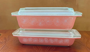 Pretty Pyrex Pink Daisy 2 QT with 1 1/4QT Casseroles- Cook Street Vintage