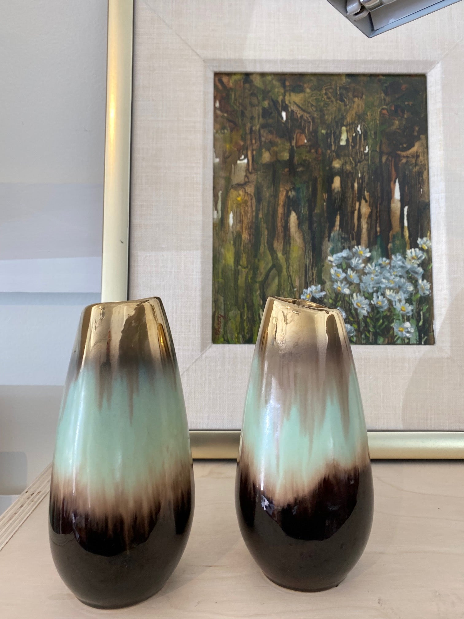 Brown and Gold West German Bud Vase- Cook Street Vintage