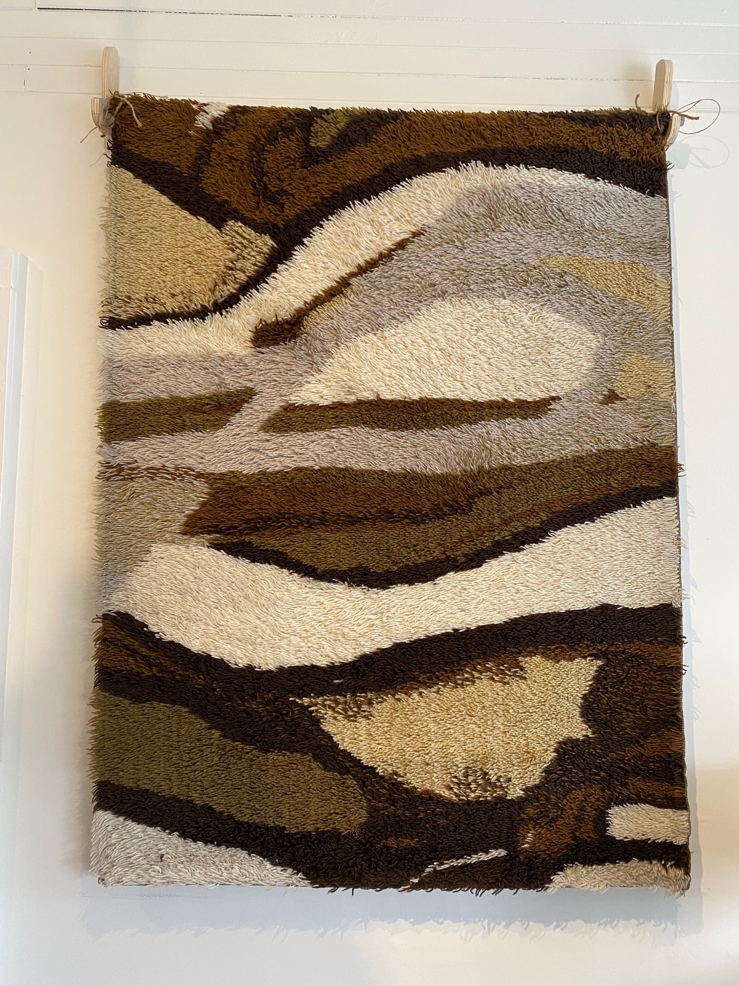 1970s Shag Rug in Warm Earth Tones- Cook Street Vintage