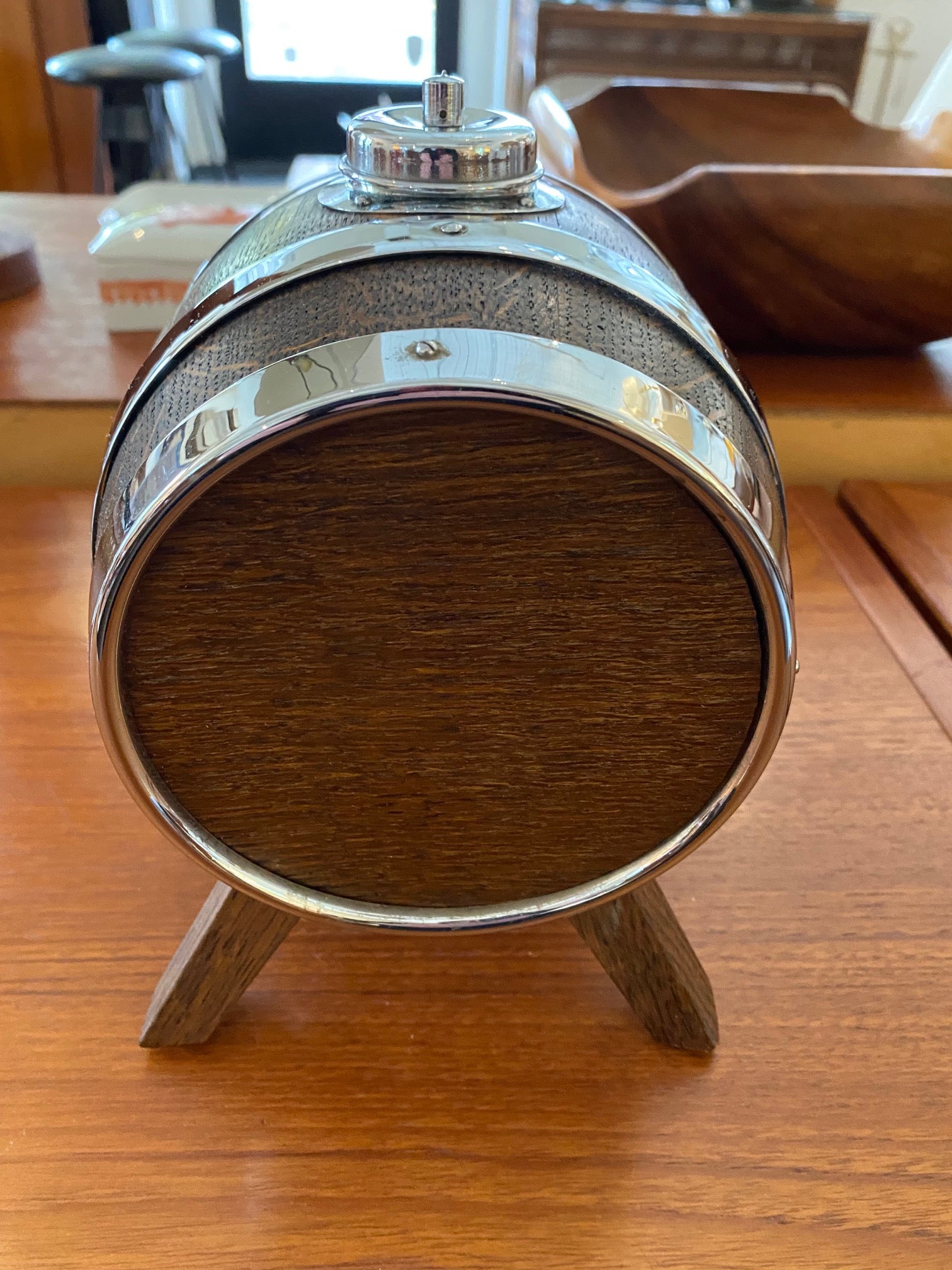 Vintage Nelcraft Oak Liquor Whiskey Decanter with Spigot- Cook Street Vintage