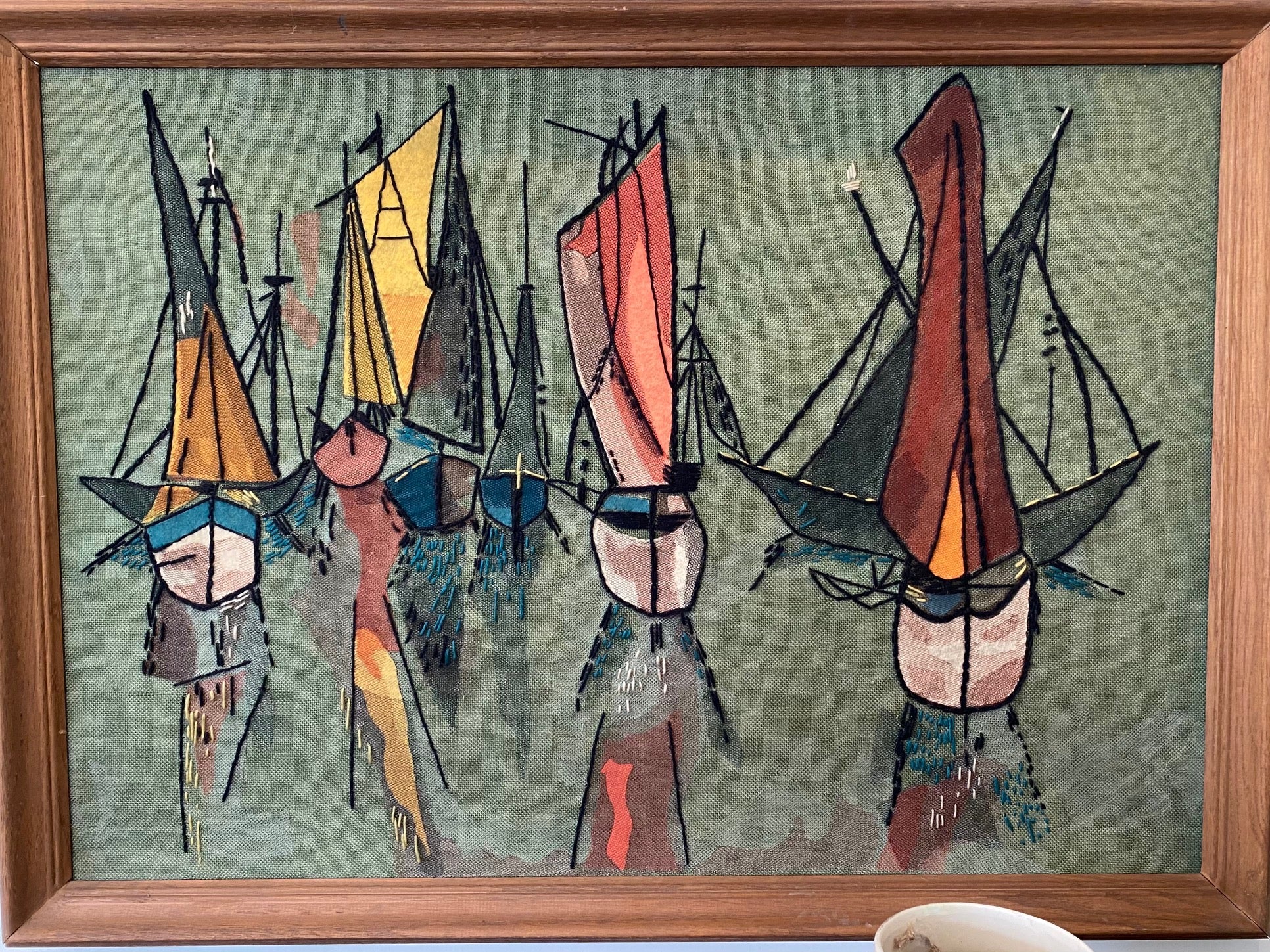 MCM Abstract Embroidered Fabric Art