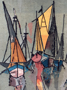 MCM Abstract Embroidered Fabric Art