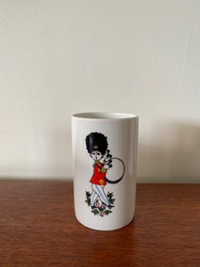 Drummer from Rare MCM Thomas Rosenthal tall ceramic pitcher with 5 matching cups. Gorgeous military Royal Guard soldier theme with musical instruments. In beautiful vintage condition. No cracks or chips-Cook Street Vintage
