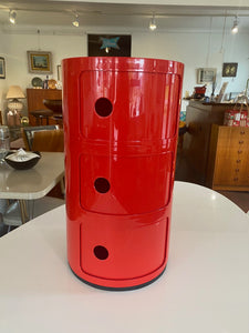 Fabulous vintage modular cabinet by Anna Castelli for Kartell. Bright red with three sliding doors- Cook Street Vintage