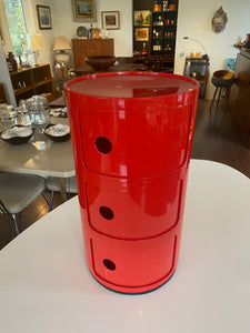 Fabulous vintage modular cabinet by Anna Castelli for Kartell. Bright red with three sliding doors- Cook Street Vintage