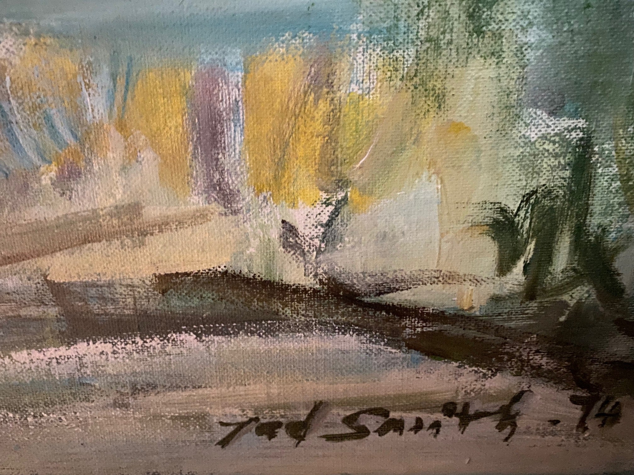 Signature on large MCM landscape oil on board- Cook Street Vintage