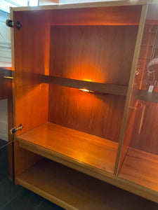 Left side of Danish teak cabinet with large lower shelf- Cook Street Vintage