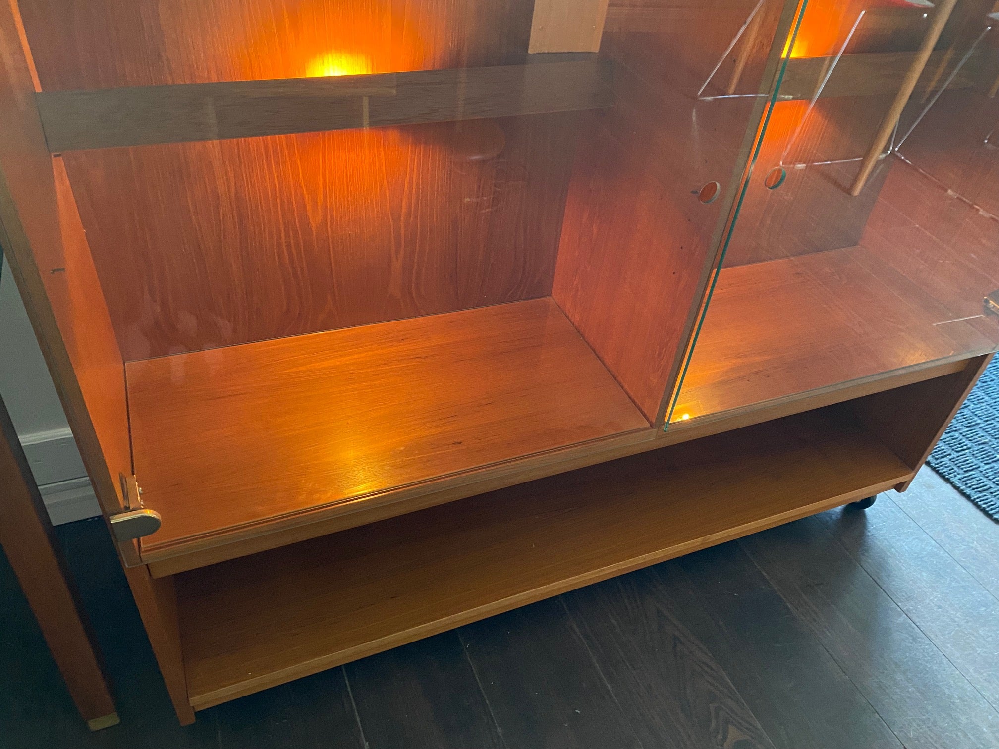 Bottom of Vemb Mobelfabrik cabinet on casters- Cook Street Vintage