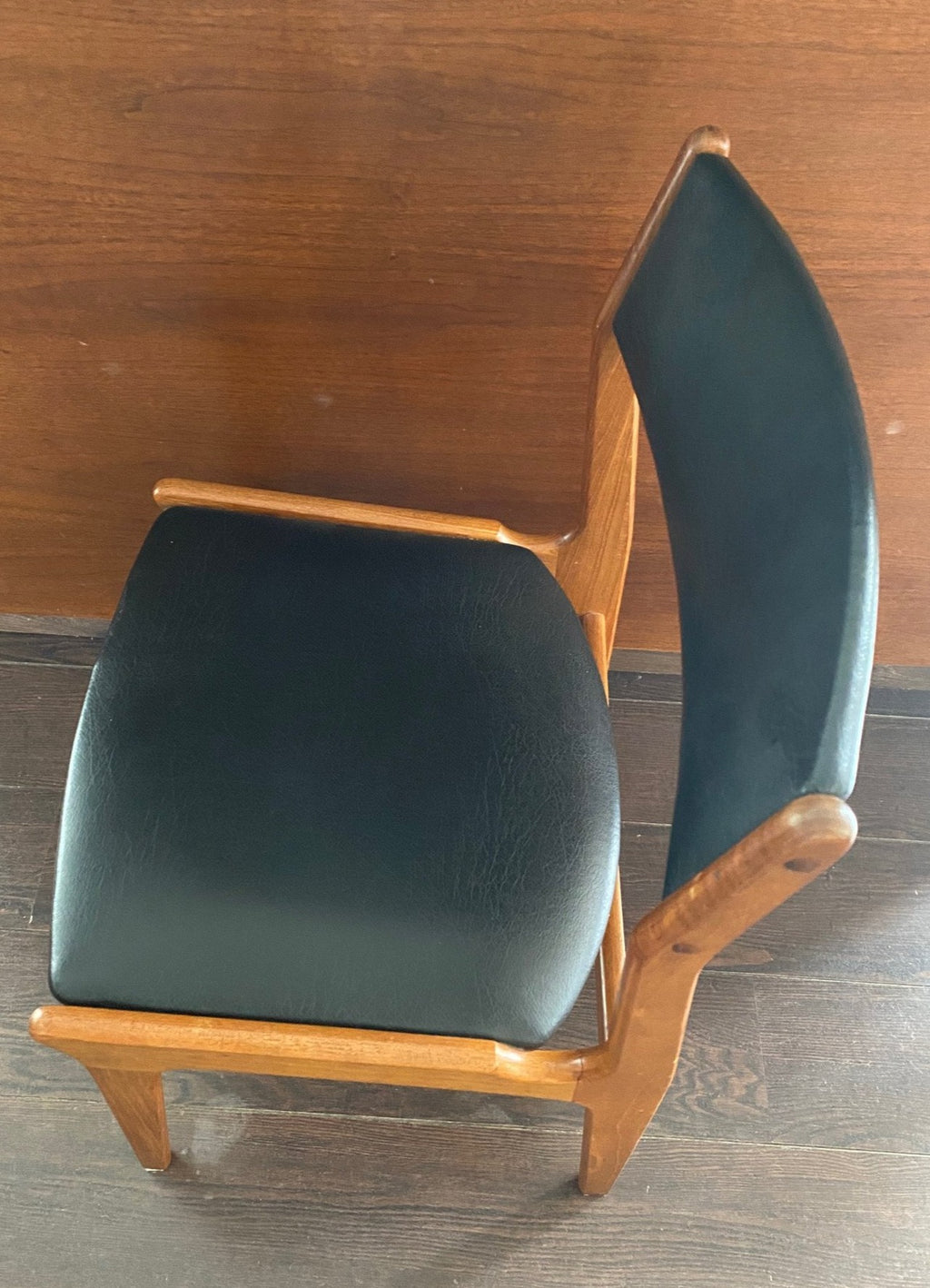 Top view of MCM Dyrlund rosewood dining chair- Cook Street Vintage