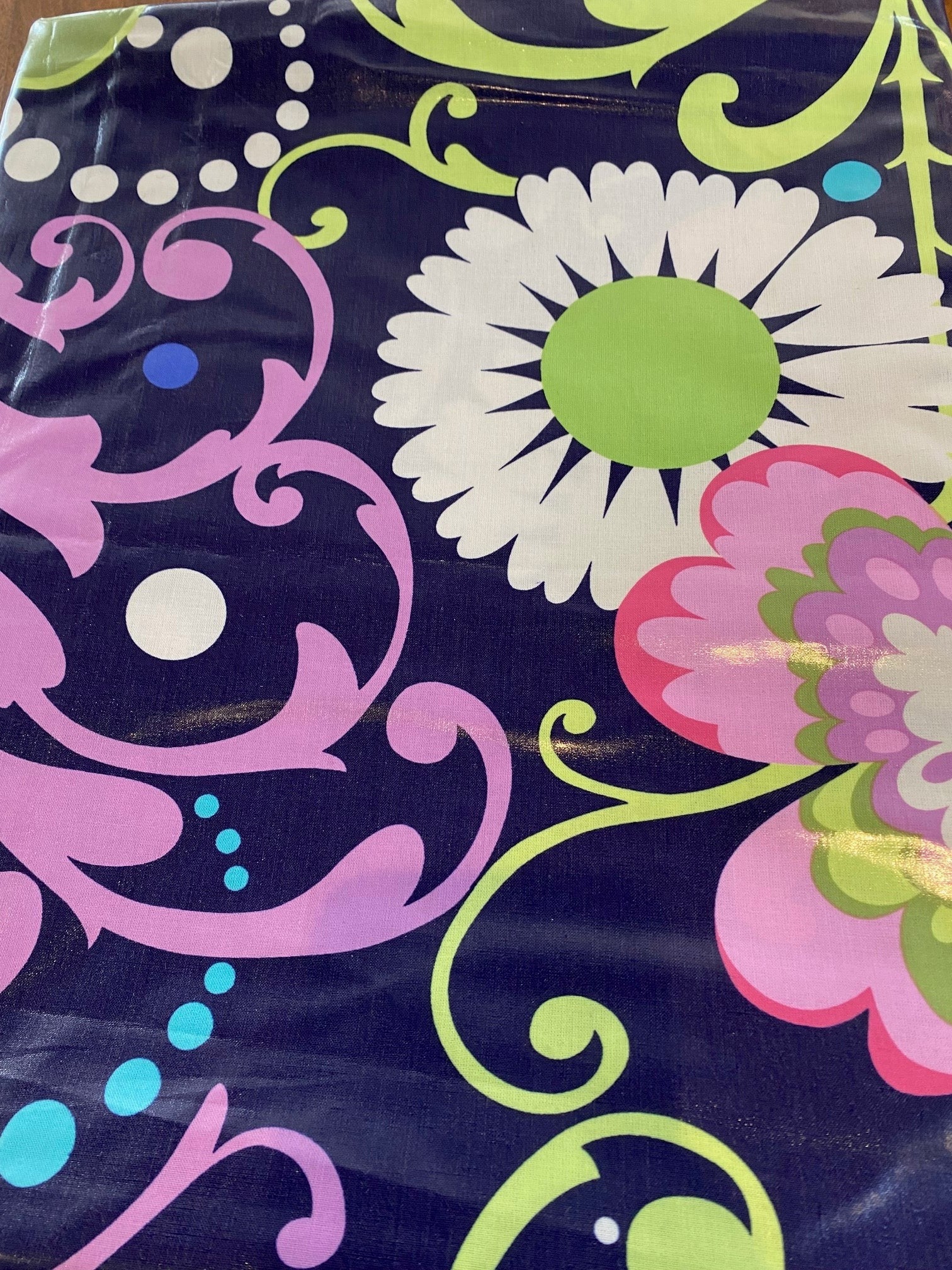 Detail of Laminated "Paradise Garden" Fabric by Amy Butler- Cook Street Vintage