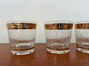 4 Acadian Distillers Vintage Scotch Glasses with Gold Trim - Cook Street Vintage