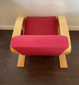 Fabulous Artek Tank chair in red upholstery. Designed by Finnish designer Alvar Aalto in 1936 -Cook Street Vintage
