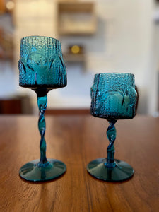 Gorgeous pair of aqua blue 1960s Stelvia Antiqua candle holders - Cook Street Vintage