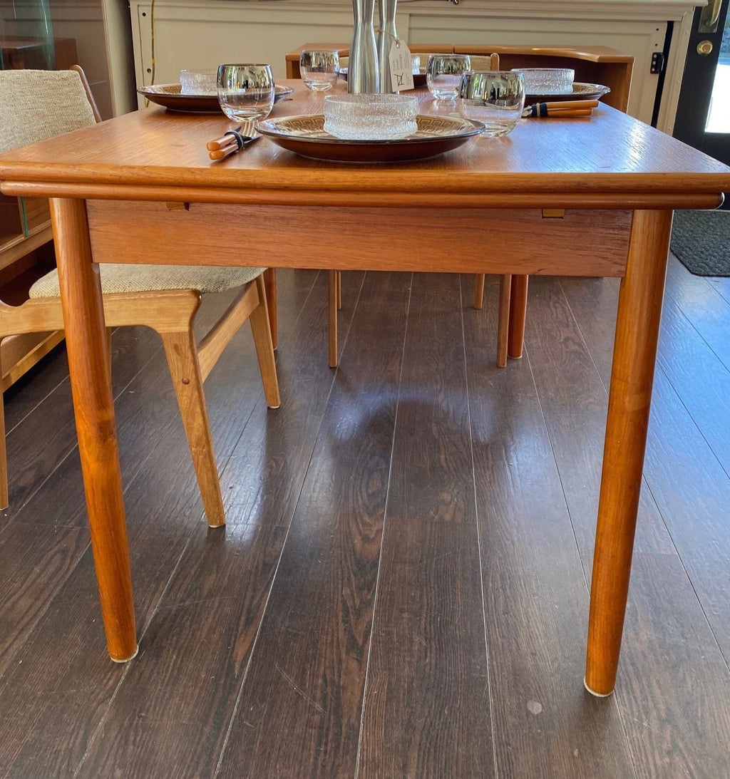 Vintage Teak Dining Table with Draw Leaf Extension - Cook Street Vintage