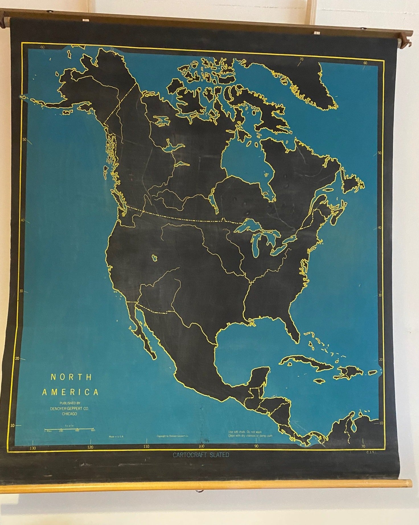 Denoyer Geppert, Times Mirror ”Cartocraft Slated’ Map of North America, #16505 - Cook Street Vintage