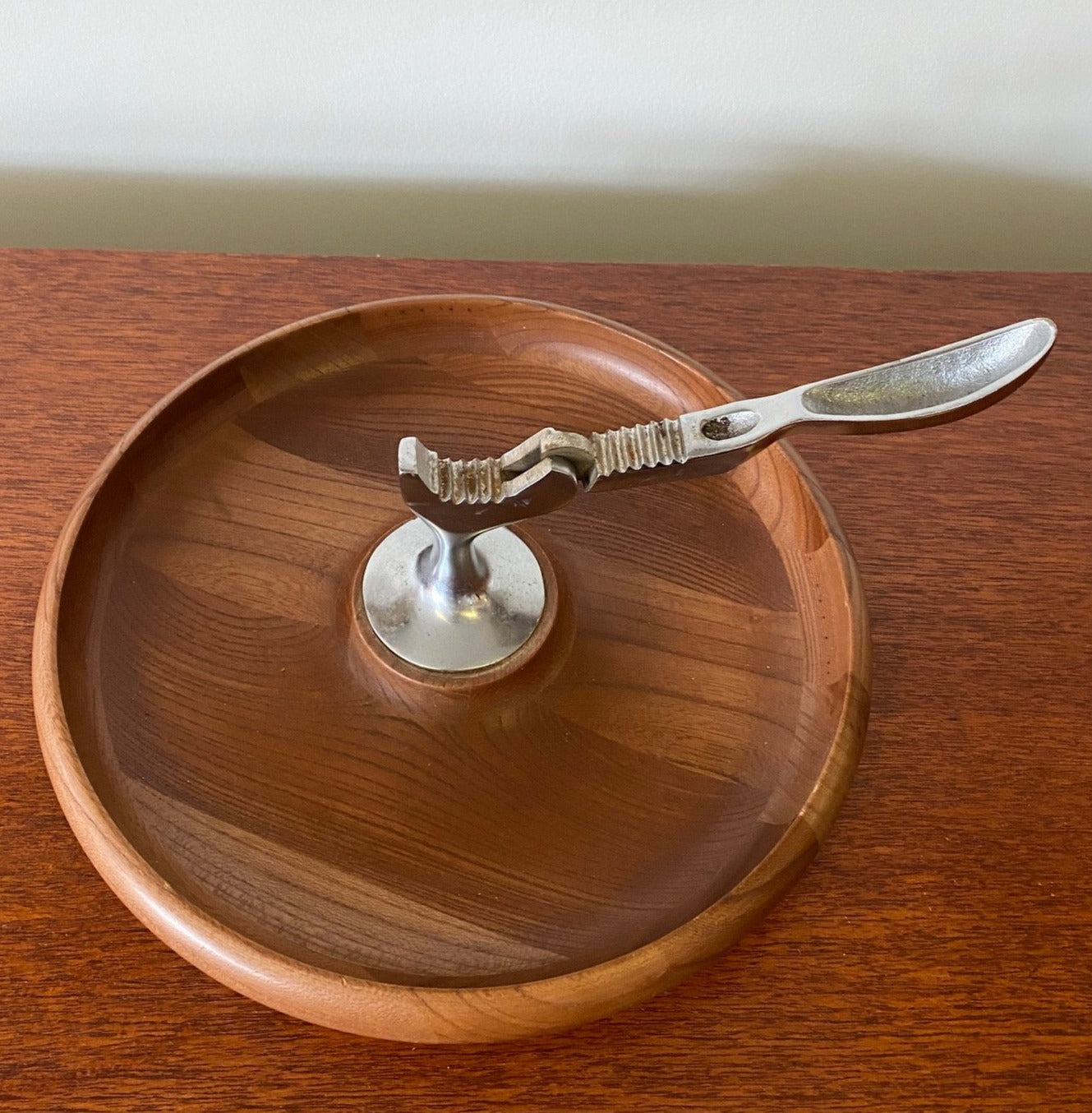 Vintage wood nut dish with nut cracker made in Japan- Cook Street Vintage