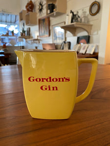 Vintage Gordon's Gin bartender's water jug in yellow with gold trim- Cook Street Vintage