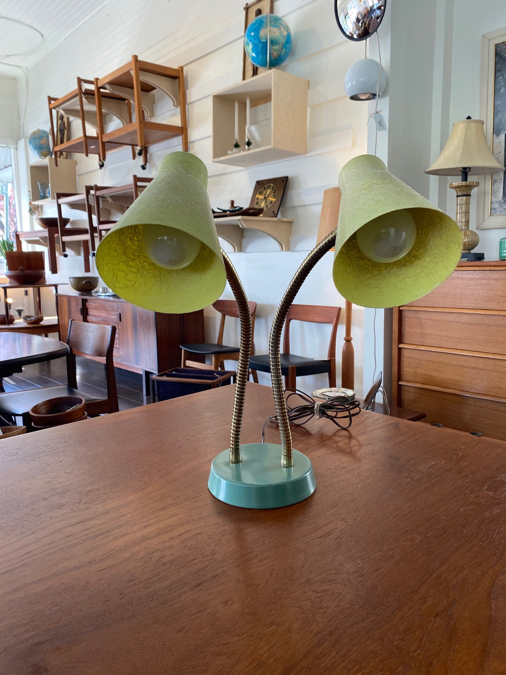 Vintage Double Goose Neck Desk Lamp- Cook Street Vintage
