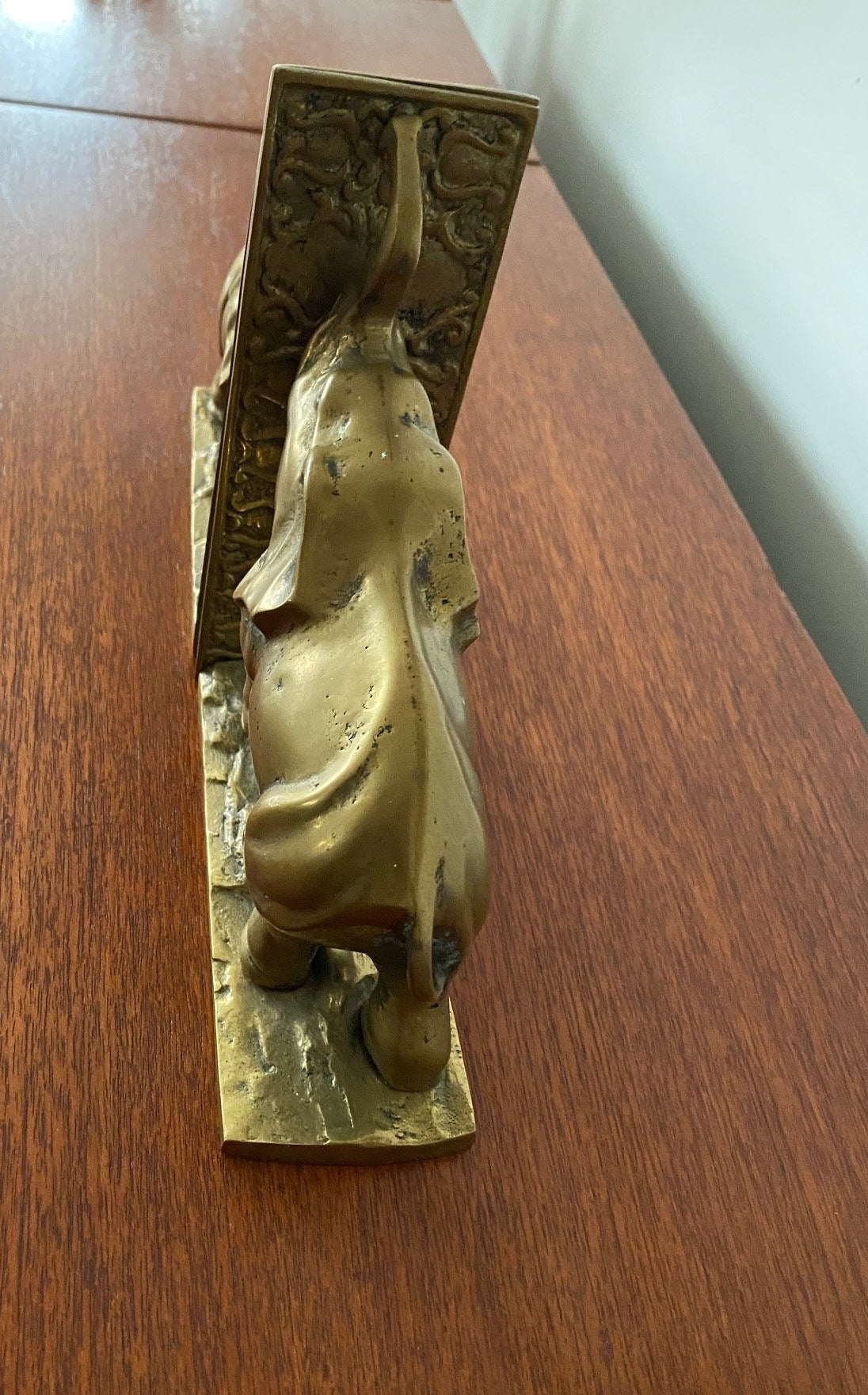 Brass Elephant Bookends  side view- Cook Street Vintage