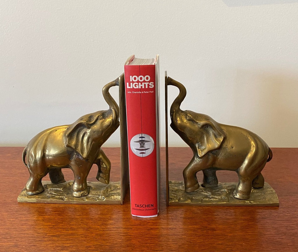 Brass Elephant Bookends - Cook Street Vintage