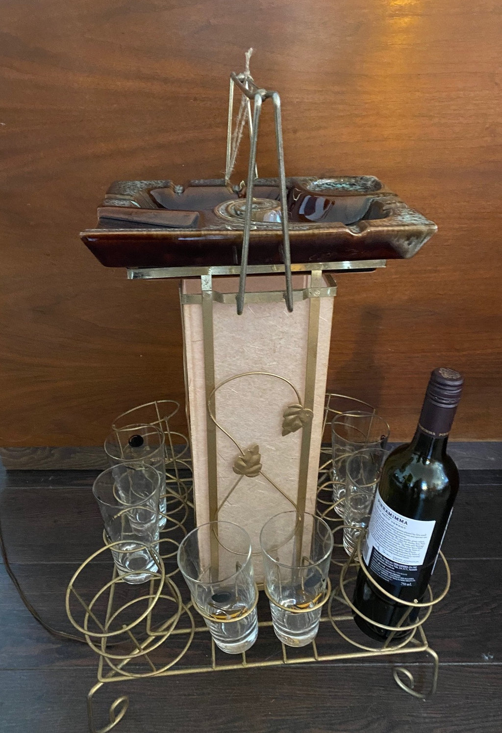Fabulous MCM Bowling Theme Lamp with Beauceware Ashtray and Glass set- Cook Street Vintage