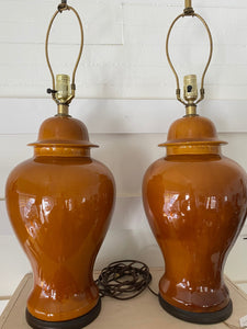 Large MCM brown table lamps - Cook Street Vintage