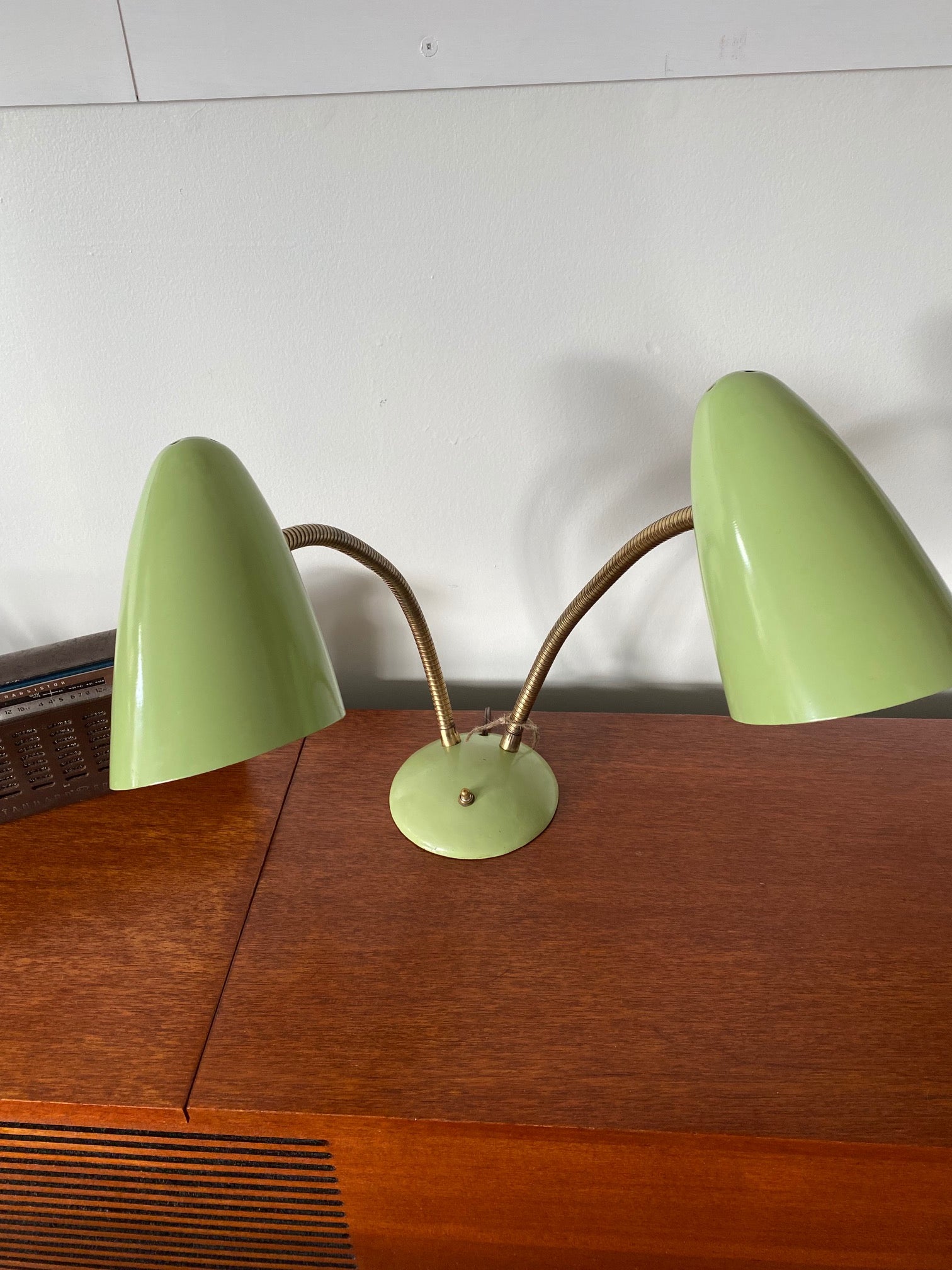 1950s Avocado Green Goose Neck Desk Lamp- Cook Street Vintage