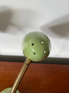 Top of back of 1950s Avocado Green Goose Neck Desk Lamp- Cook Street Vintage