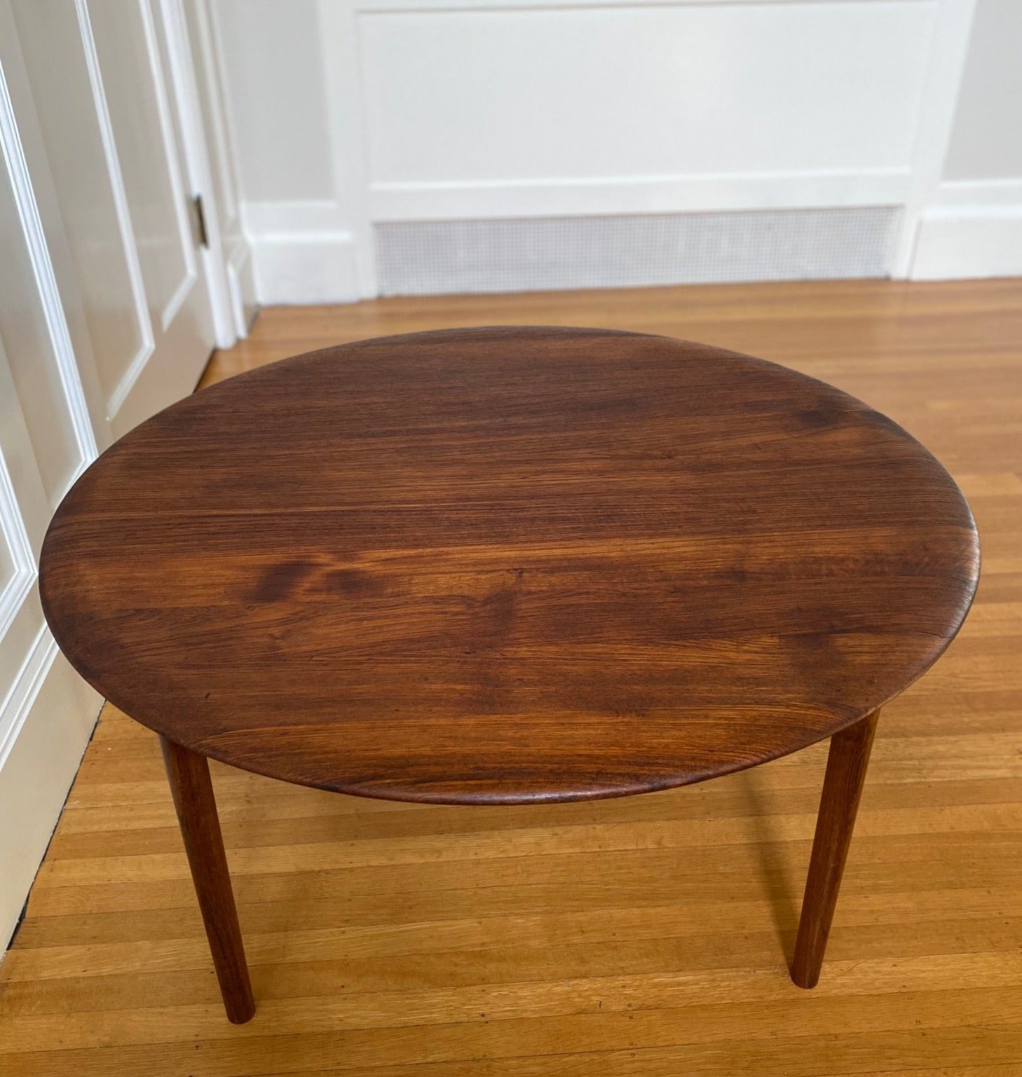 Top of France & Son teak round restored coffee table- Cook Street Vintage