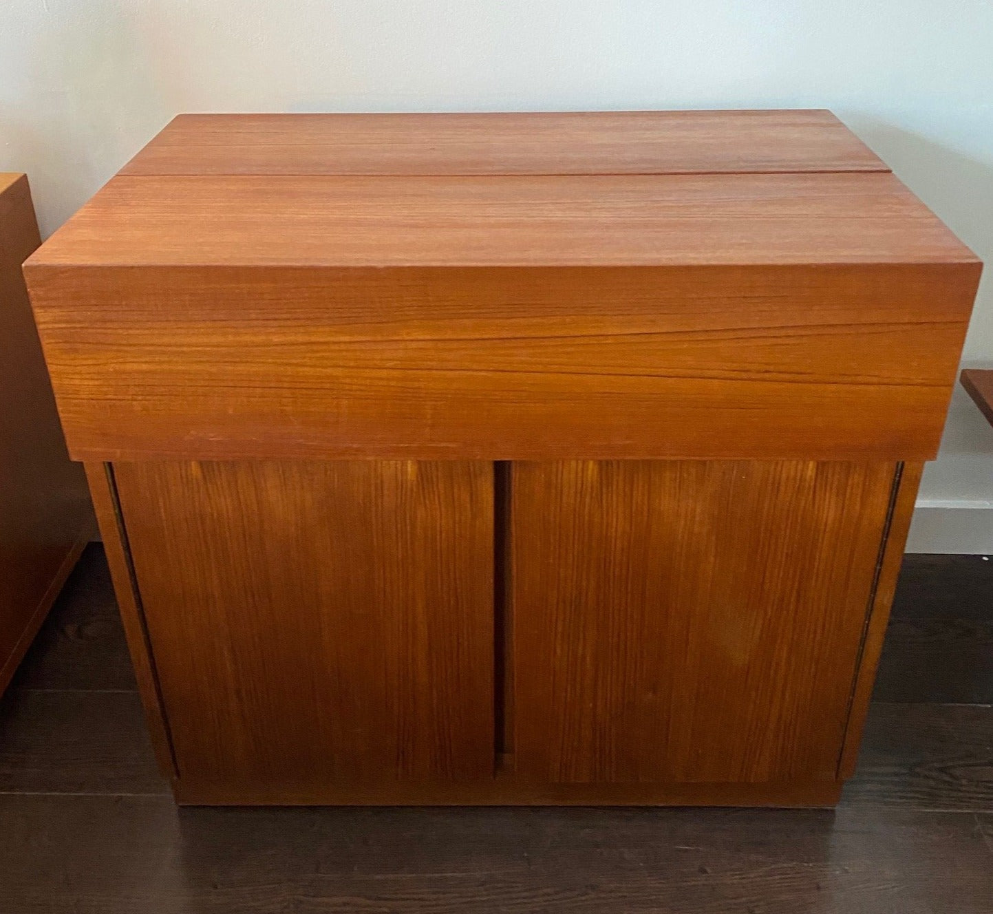 MCM Teak folding bar cart on casters- Cook Street Vintage