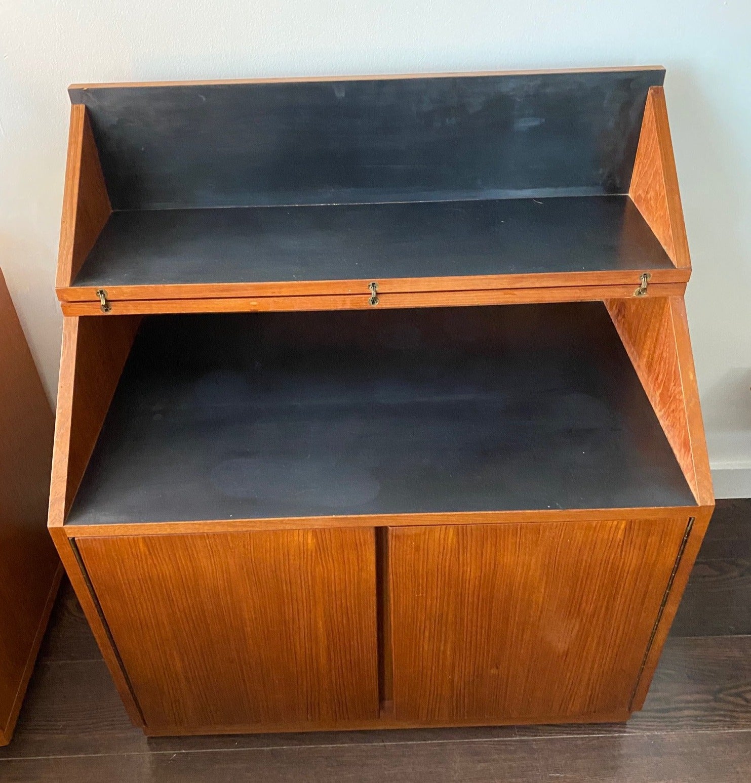 MCM Teak folding bar cart on casters- Cook Street Vintage