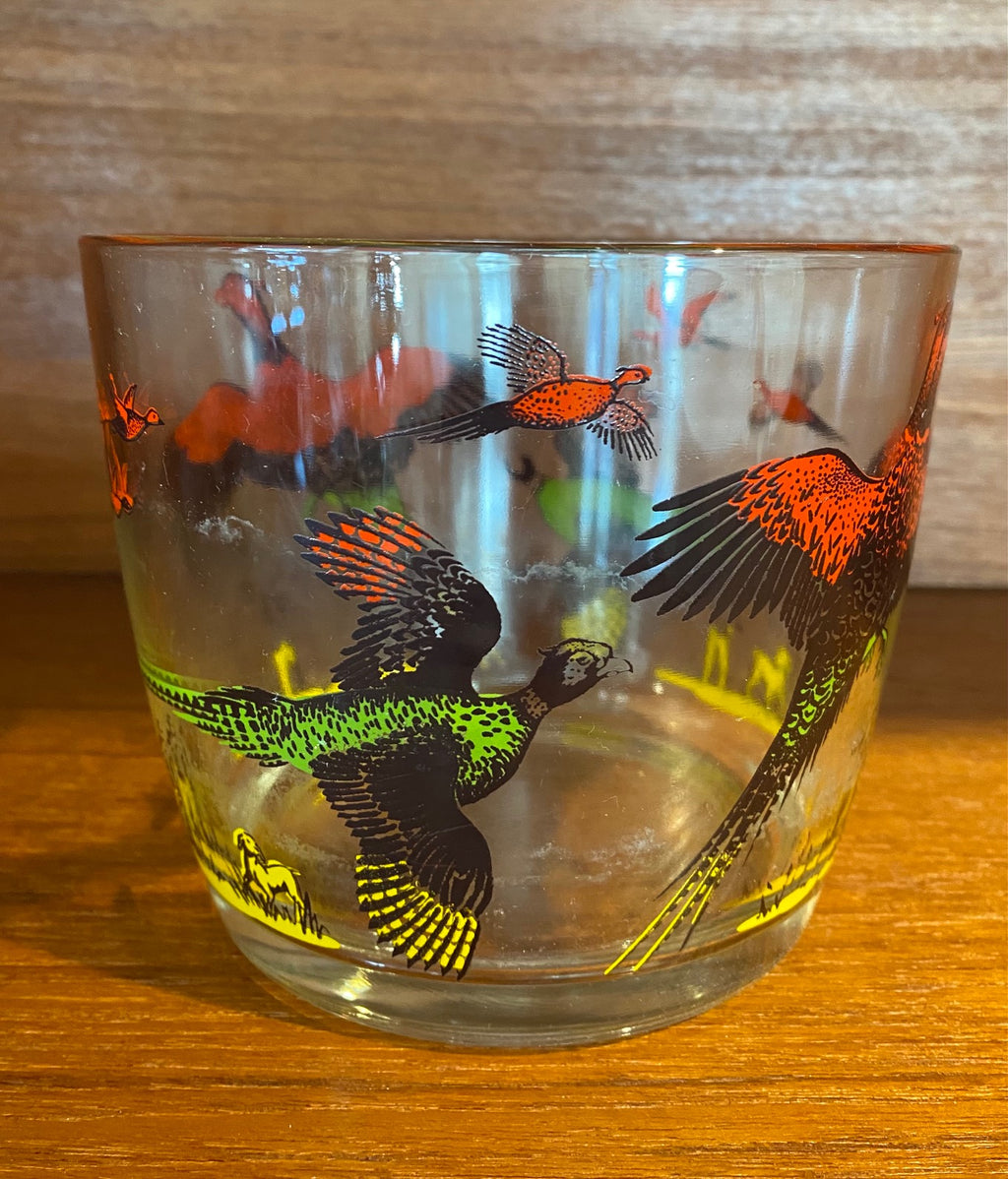 Grouse and pheasant glass bowl- Cook Street Vintage