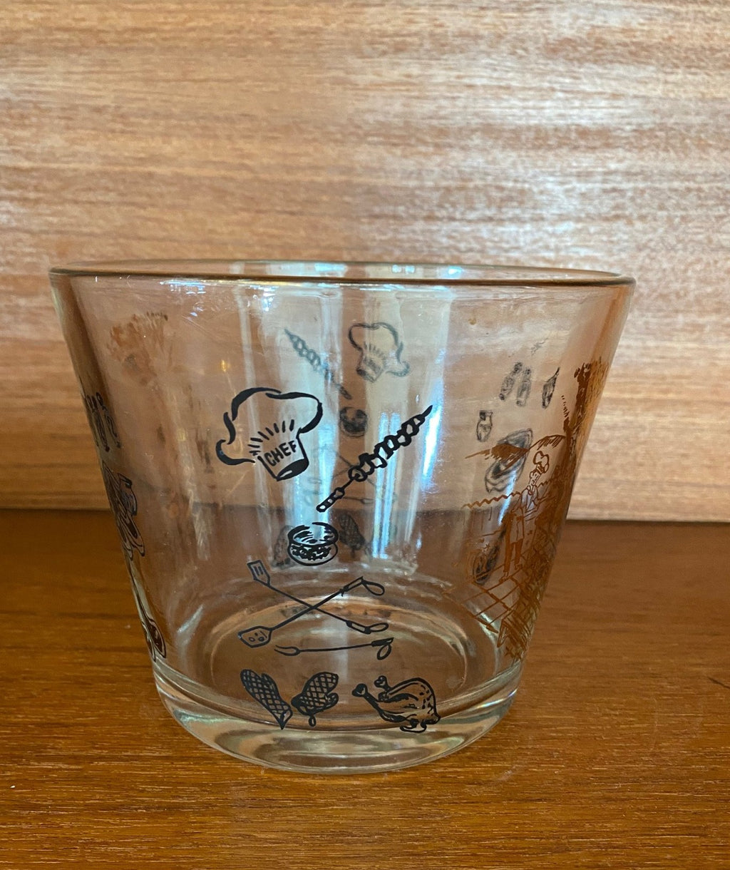 Vintage glass bowl with BBQ motif- Cook Street Vintage