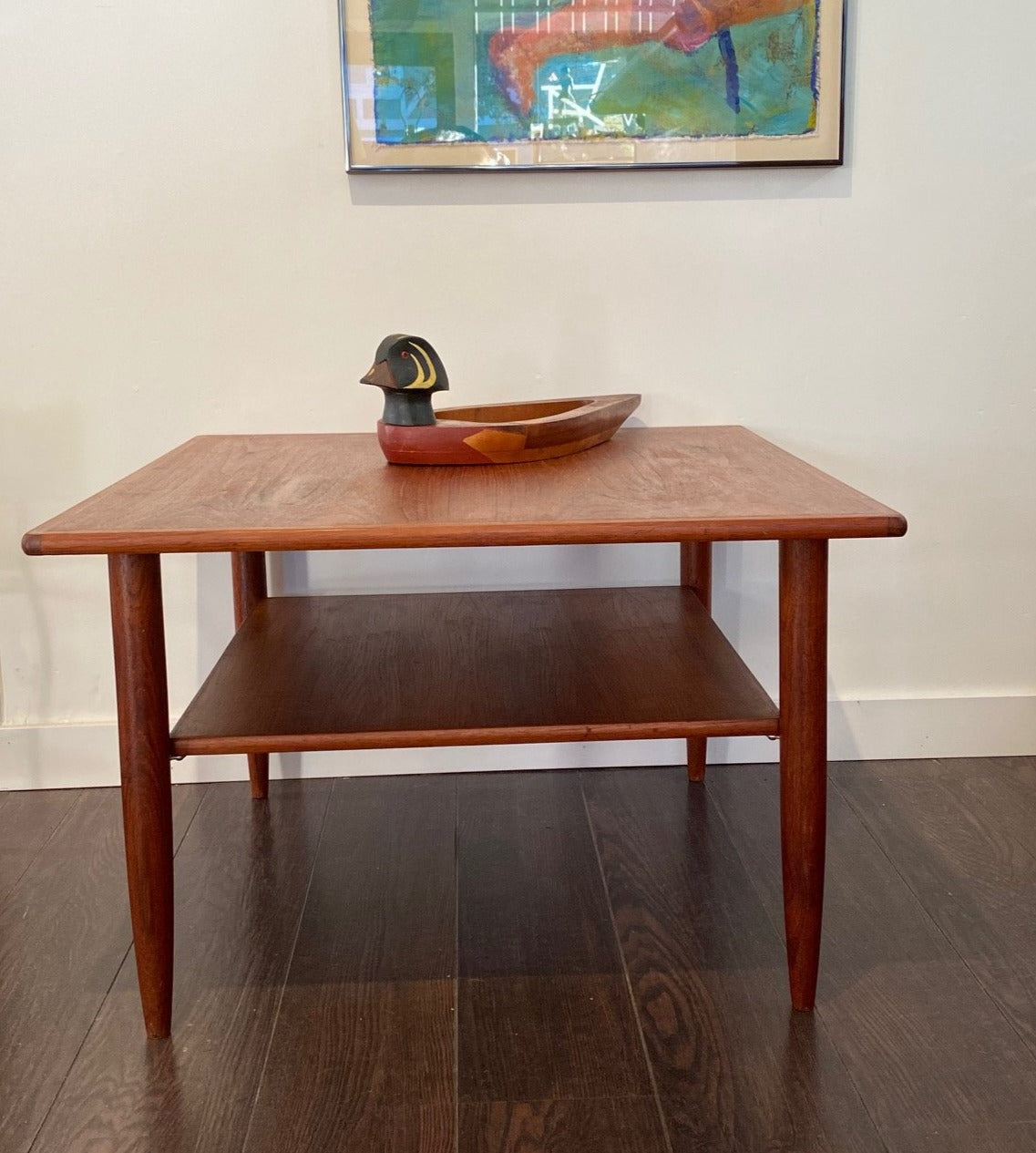 two tiered vintage square coffee table- Cook Street Vintage