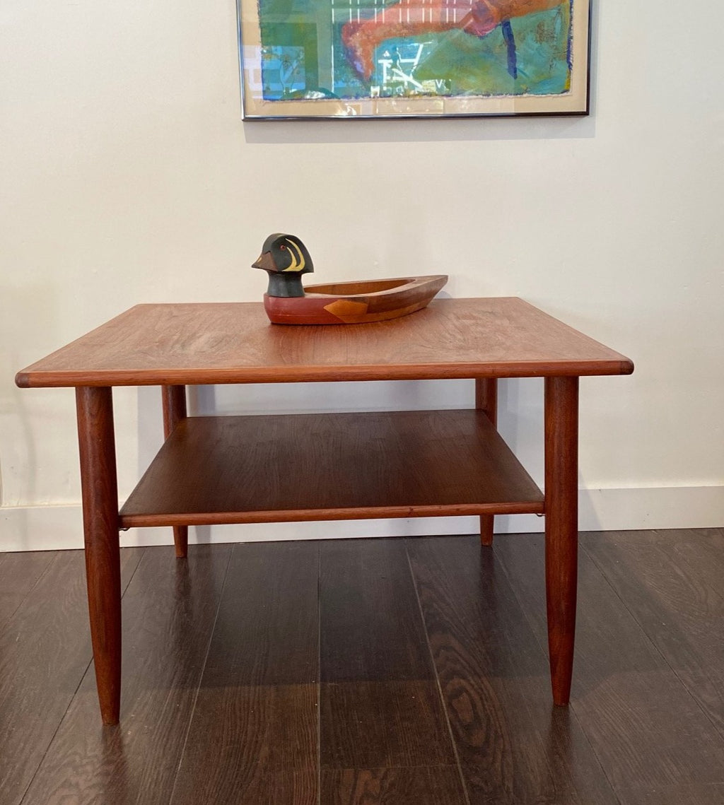 two tiered vintage square coffee table- Cook Street Vintage
