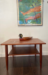 two tiered teak square vintage coffee table- Cook Street Vintage