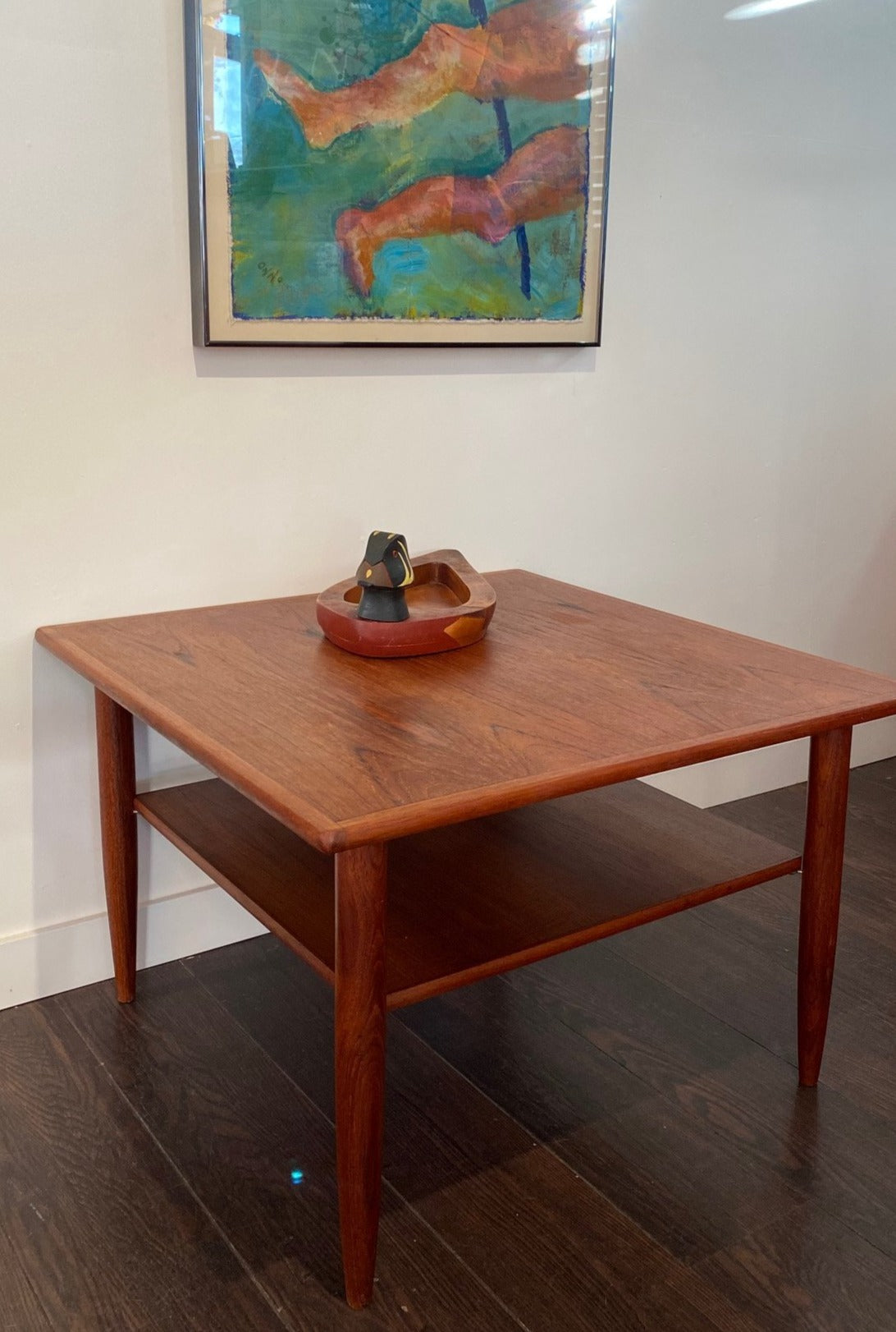 Two tiered square tea coffee table- Cook Street Vintage