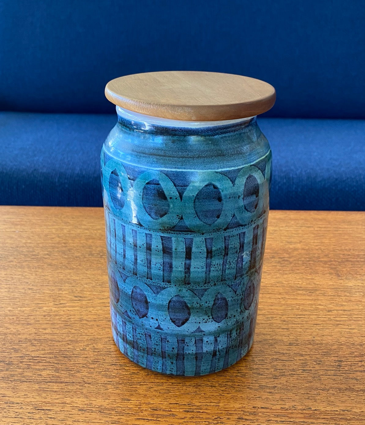 Blue MCM Rodmell Lidded Ceramic Jar- Cook Street Vintage