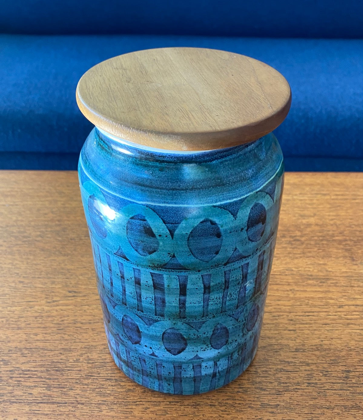 Blue MCM Rodmell Lidded Ceramic Jar- Cook Street Vintage