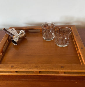 Dansk International Designs vintage teak railed captains tray.- Cook Street Vintage
