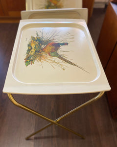 Set of 4 retro plastic TV trays. Happy pheasant design!- Cook Street Vintage