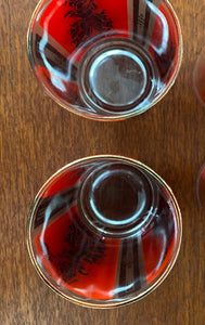Set of 4 Culver Red & Gold Thai Goddess Glasses