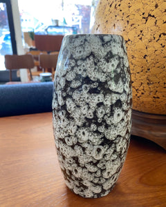 Tapered Scheurich W German Fat Lava Vase in White, Brown and Teal- Cook Street Vintage