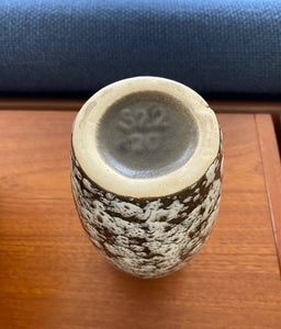 Tapered Scheurich W German Fat Lava Vase in White, Brown and Teal- Cook Street Vintage