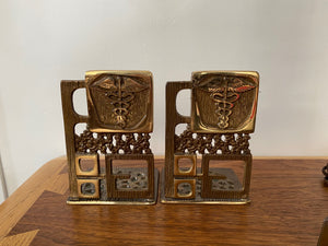 MCM Brutalist Brass Medical Bookends by Abada of Israel- Cook Street Vintage