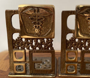 MCM Brutalist Brass Medical Bookends by Abada of Israel- Cook Street Vintage