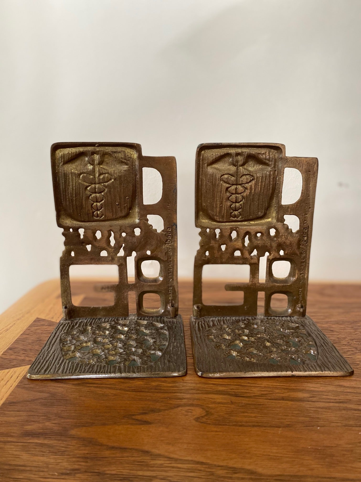 MCM Brutalist Brass Medical Bookends by Abada of Israel- Cook Street Vintage